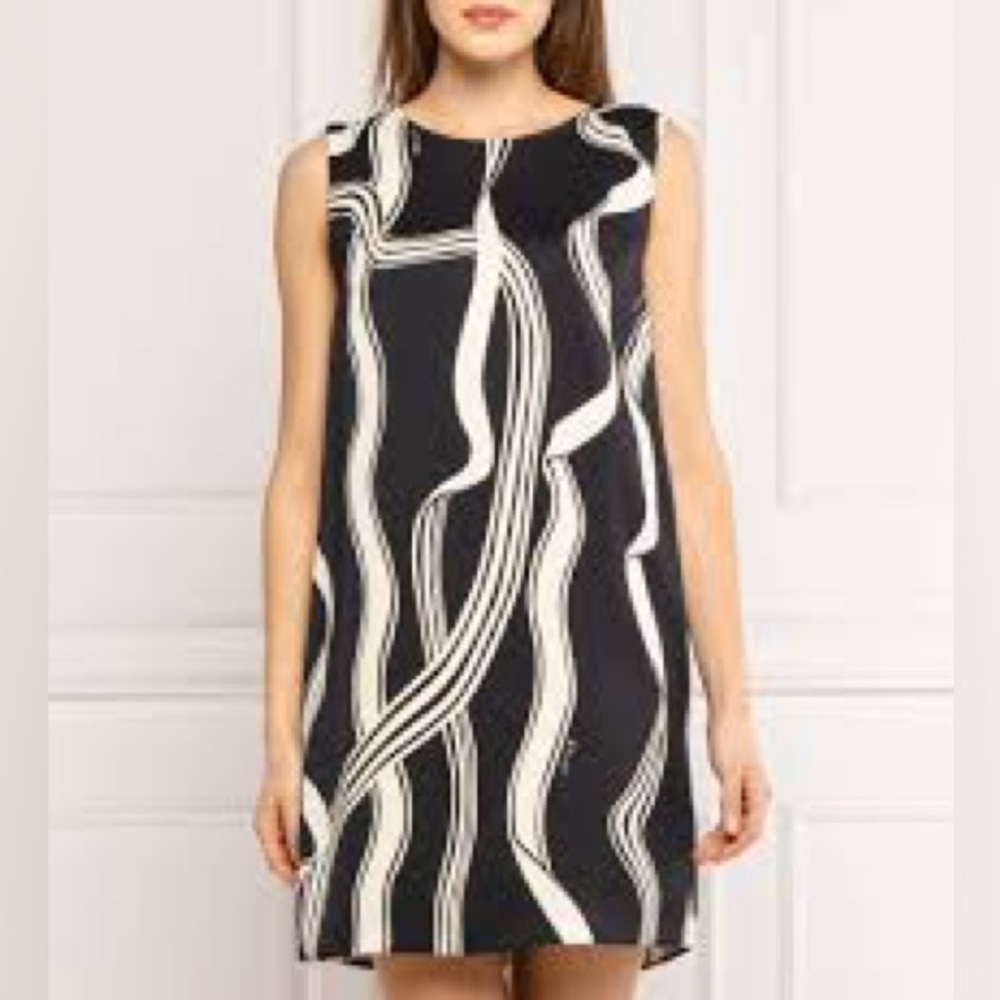 MARELLA ART 365 Black and White Sheath Midi Dress (SZ 14)